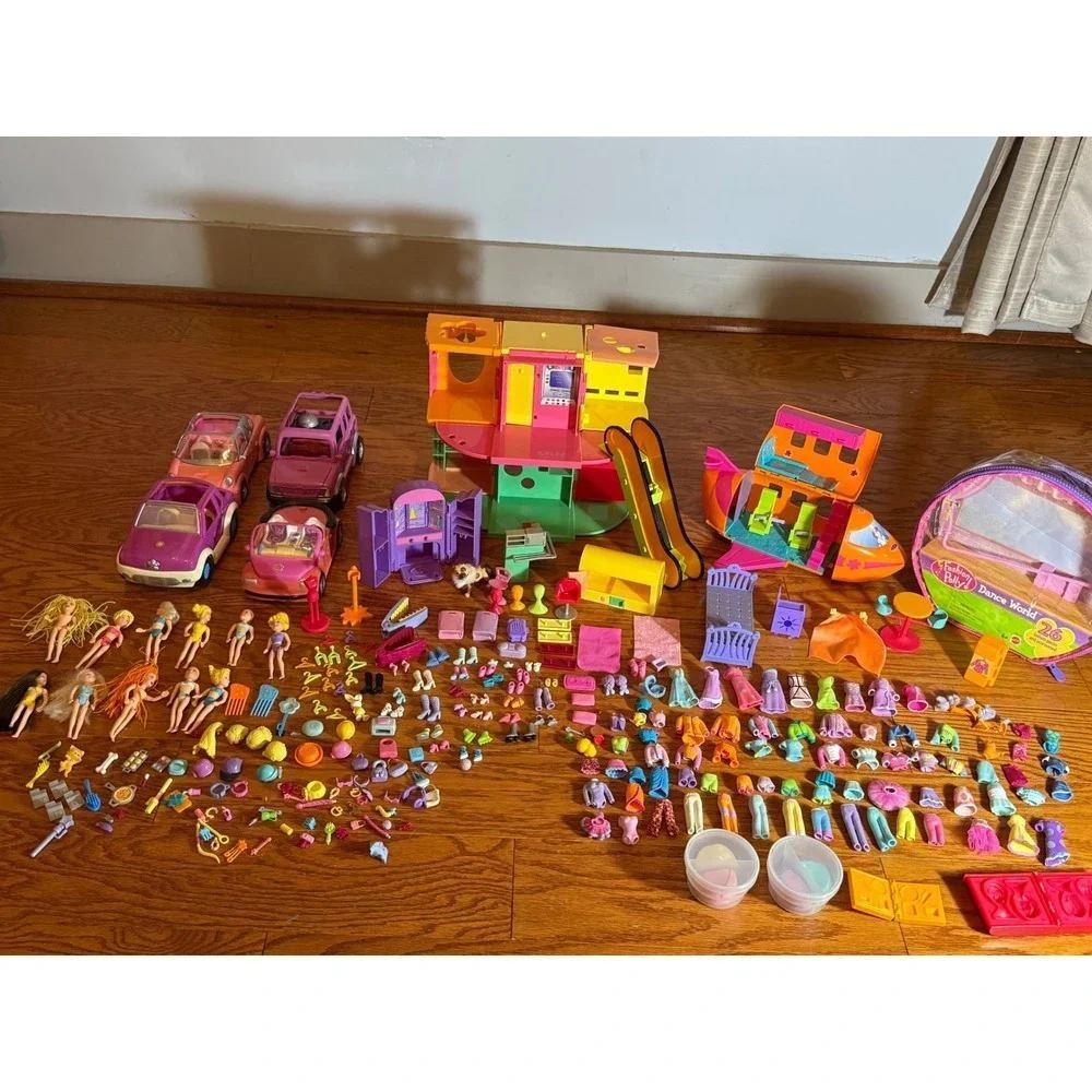 Polly Pocket Lot from Early 2000s - 10+ Dolls, 50+ Clothes, 100+ Accessories EU